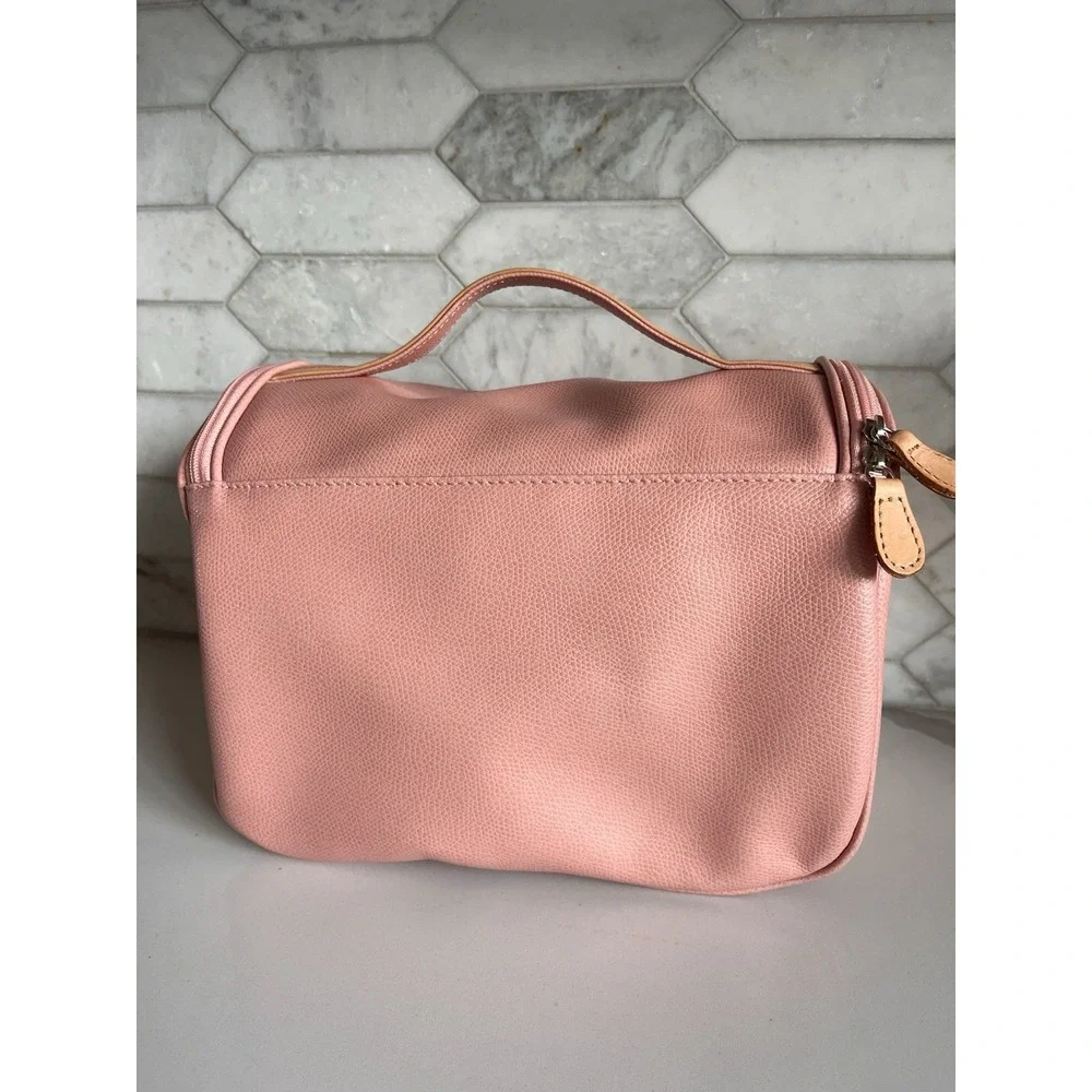Moscardini Firenze Pink Italian Leather Toiletry‎ Bag Travel Cosmetic Makeup